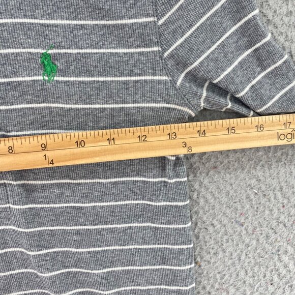 Ralph Lauren Top Womens Small Gray Striped 1/4 Button Long Sleeve Knit Stretch - Picture 7 of 11